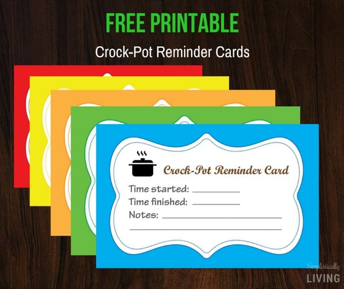 Crock-Pot Reminder Cards (Free Printable) Facebook