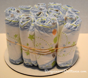 bottom tier of diaper cake