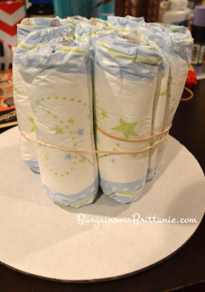 diaper cake with rubber bands