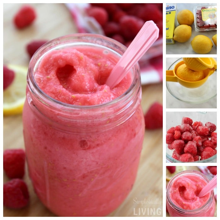 raspberry lemonade slushie collage
