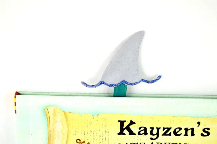 shark fin bookmark in book
