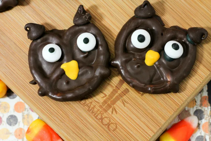 chocolate owls on plate