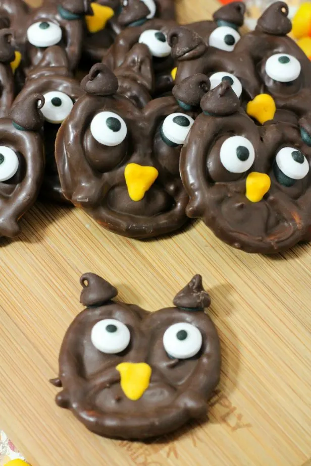 chocolate owls on table