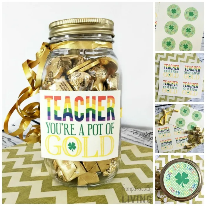 Teacher Pot of Gold Gift Idea #teachergifts #inexpensivegifts #stpatricksday #potofgold #crafts