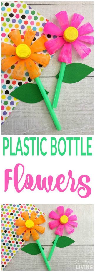 Plastic Bottle Flowers (Upcycle Project) - the perfect way to reuse all those plastic water bottles you'll use this summer! #plasticbottle #plastic #upcyclecrafts #flowers #flowercraft #kidcraft