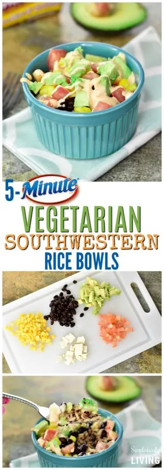 5-Minute Vegetarian Southwestern Rice Bowls #vegetarian #southwestern #rice #ricebowls #quickrecipes #easyrecipes 