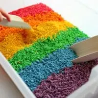 Rainbow Rice Sensory Bin