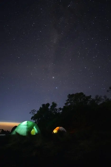 tents camping under the stars