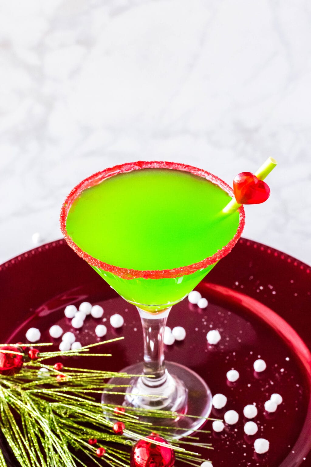 grinch cocktail on a plate