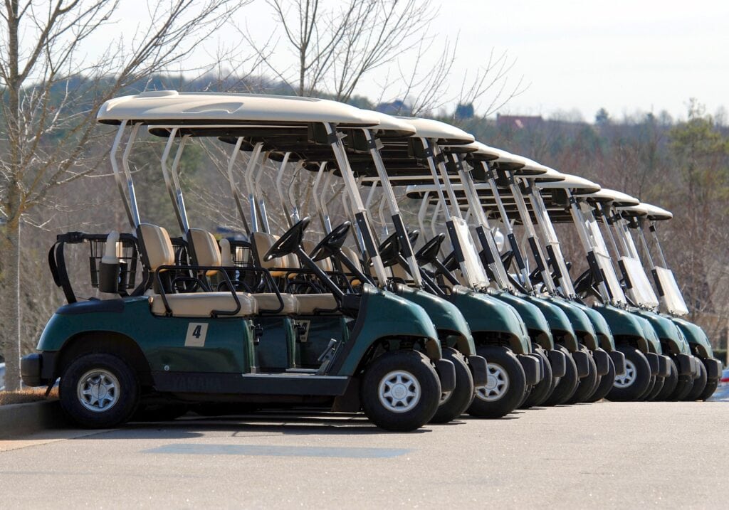 golf carts parked
