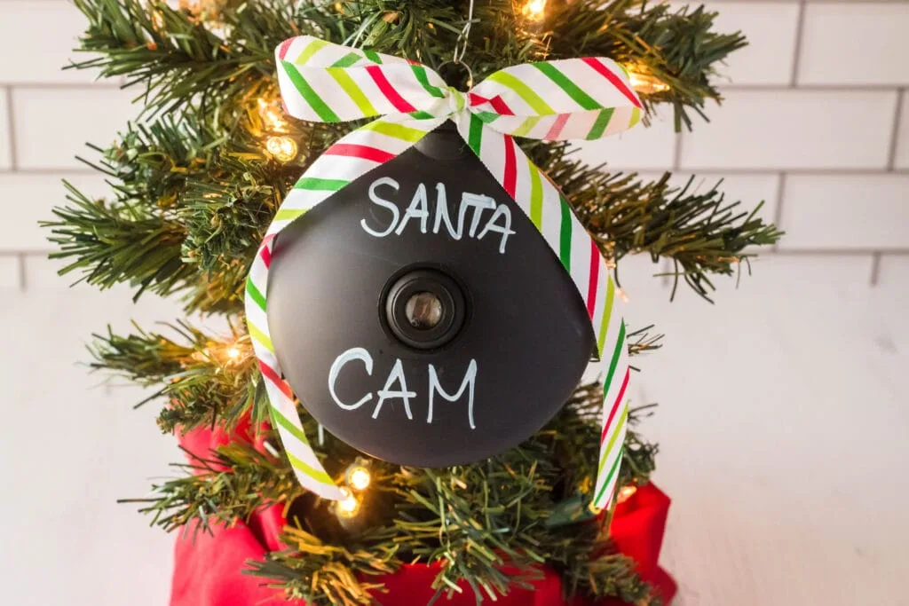 Santa cam ornament hanging