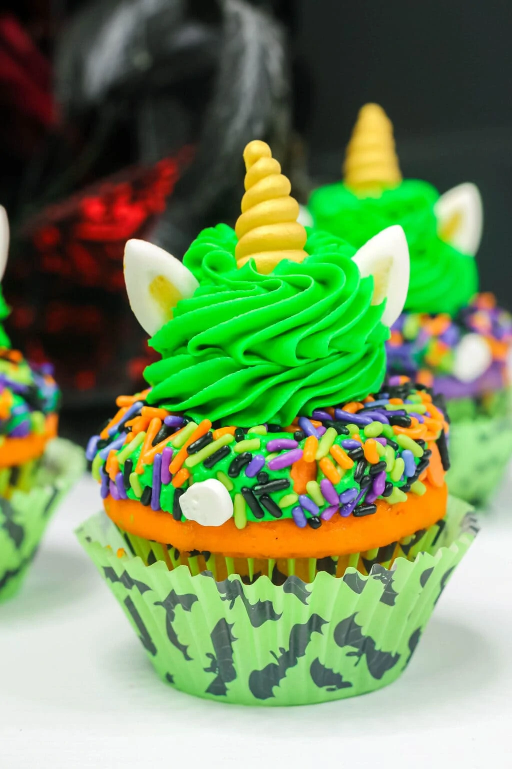 halloween unicorn cupcake upclose 