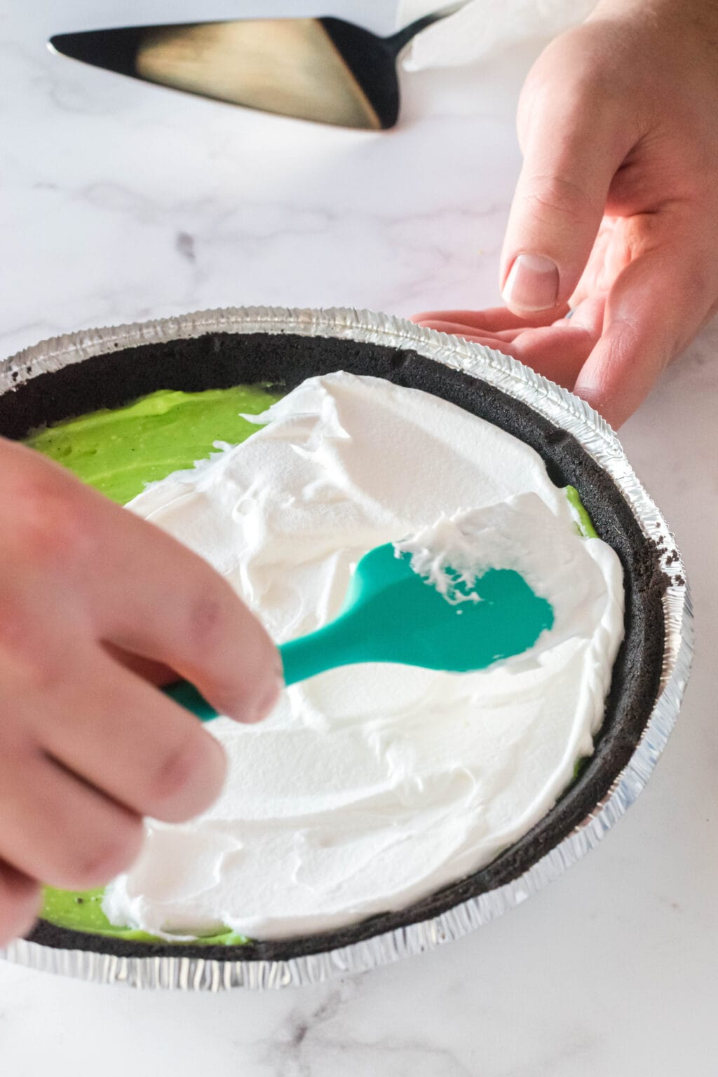 cool whip on top of green pudding