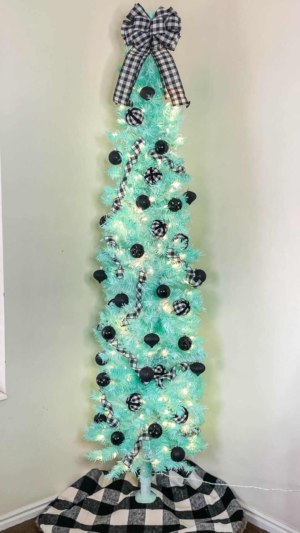 mint christmas tree decorated