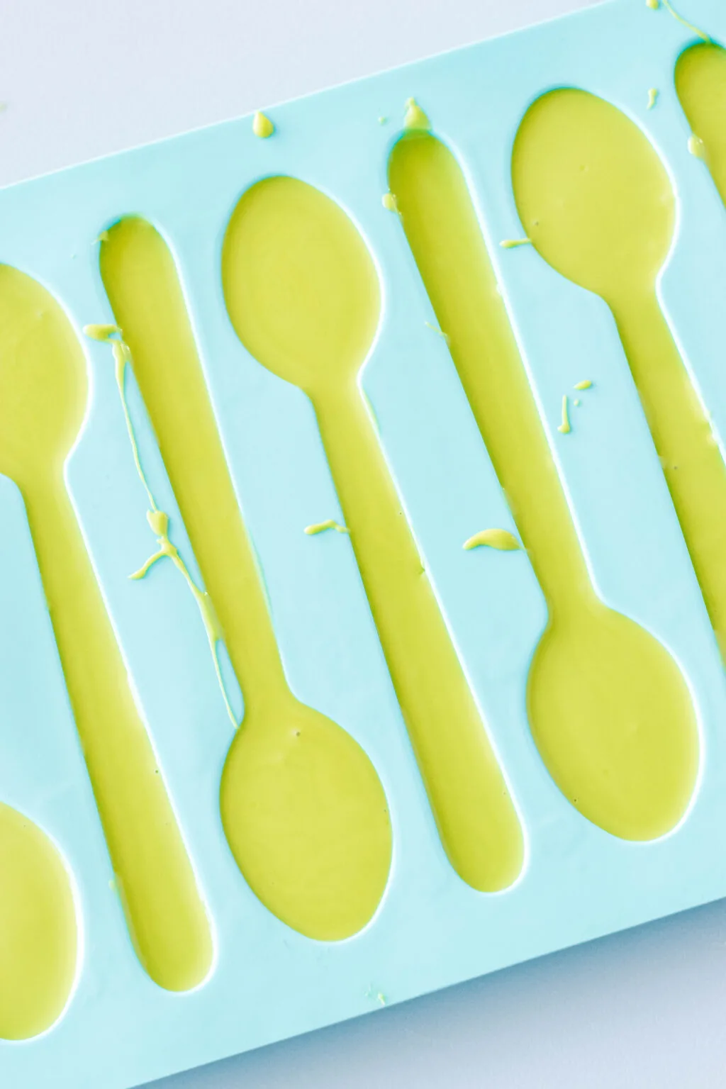 green chocolate spoons