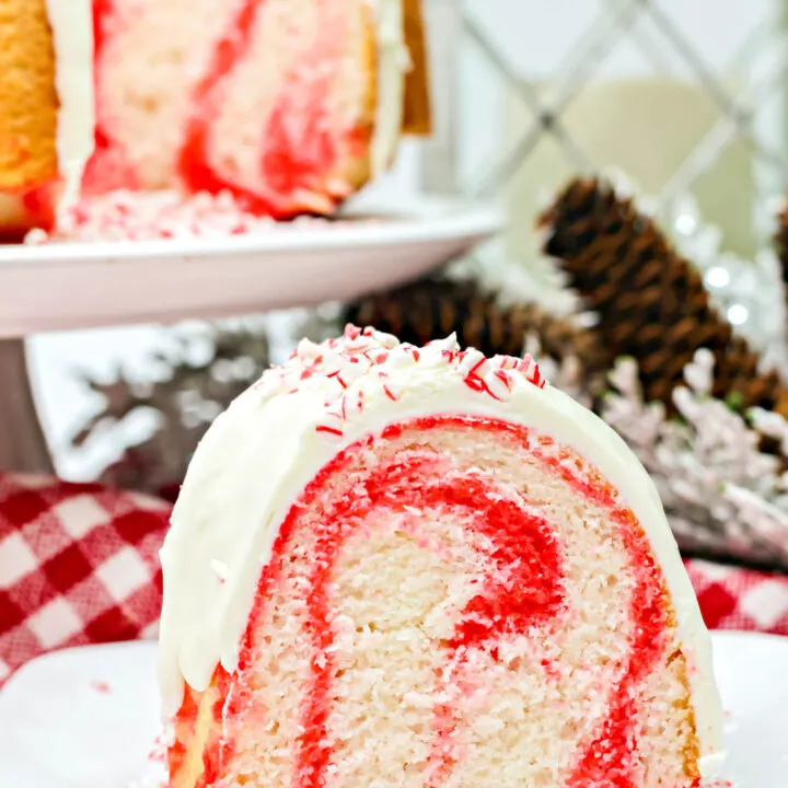 Candy Cane Bundt Cake with Peppermint Frosting