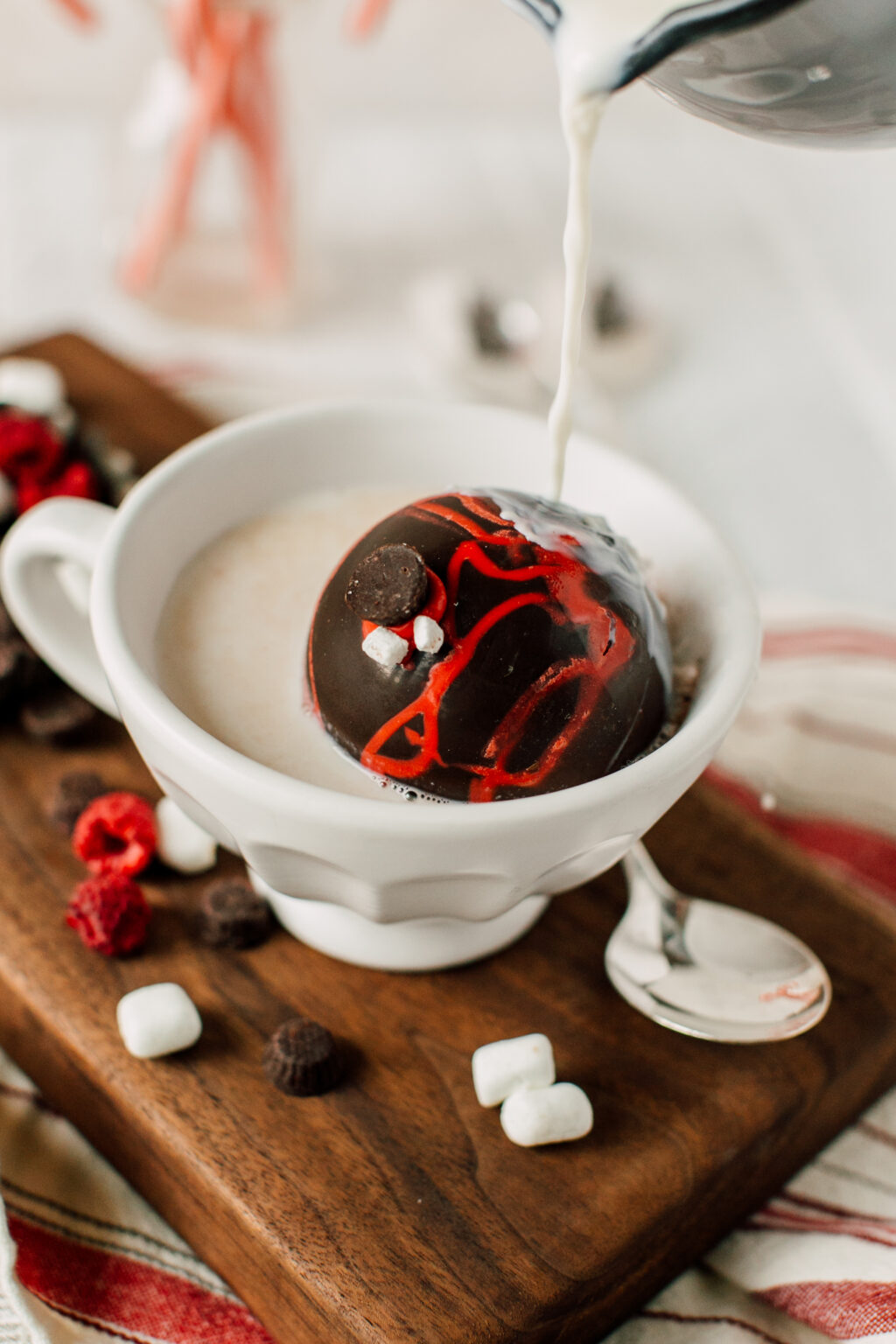 hot chocolate bomb in cup