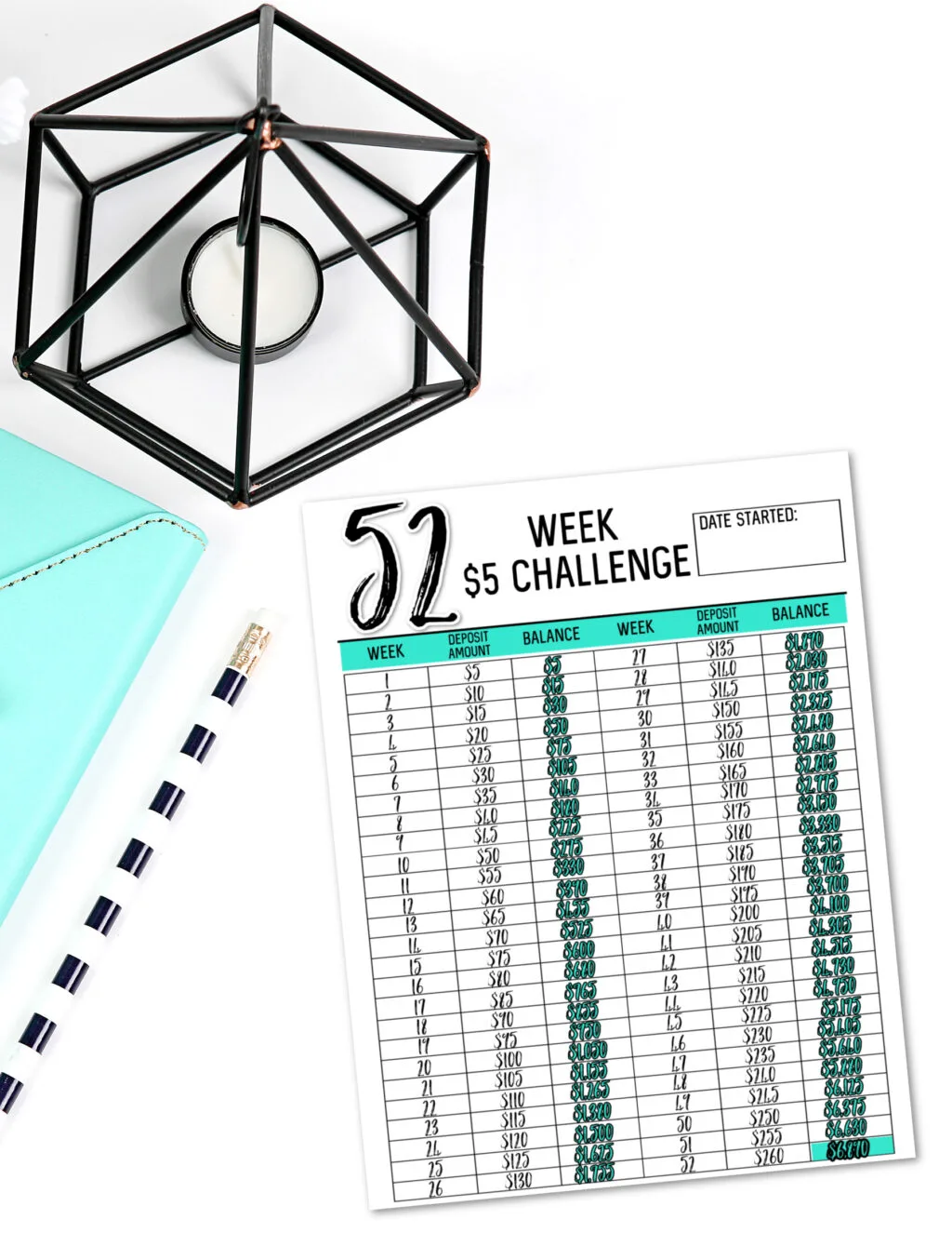 52 week $5 challenge