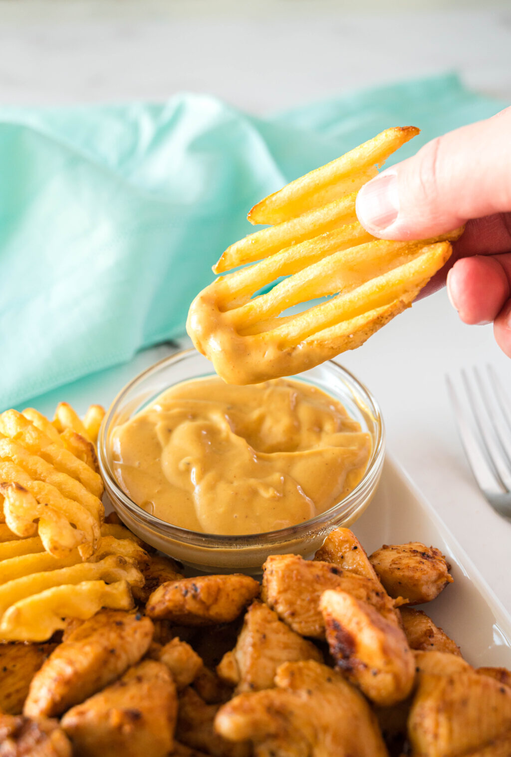 waffle fry in chick-fil-a sauce