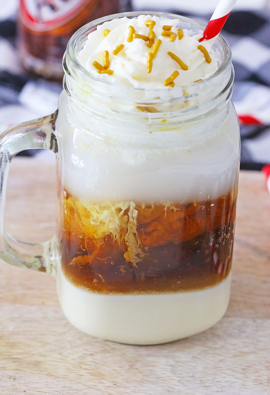 root beer float cocktail in a glass
