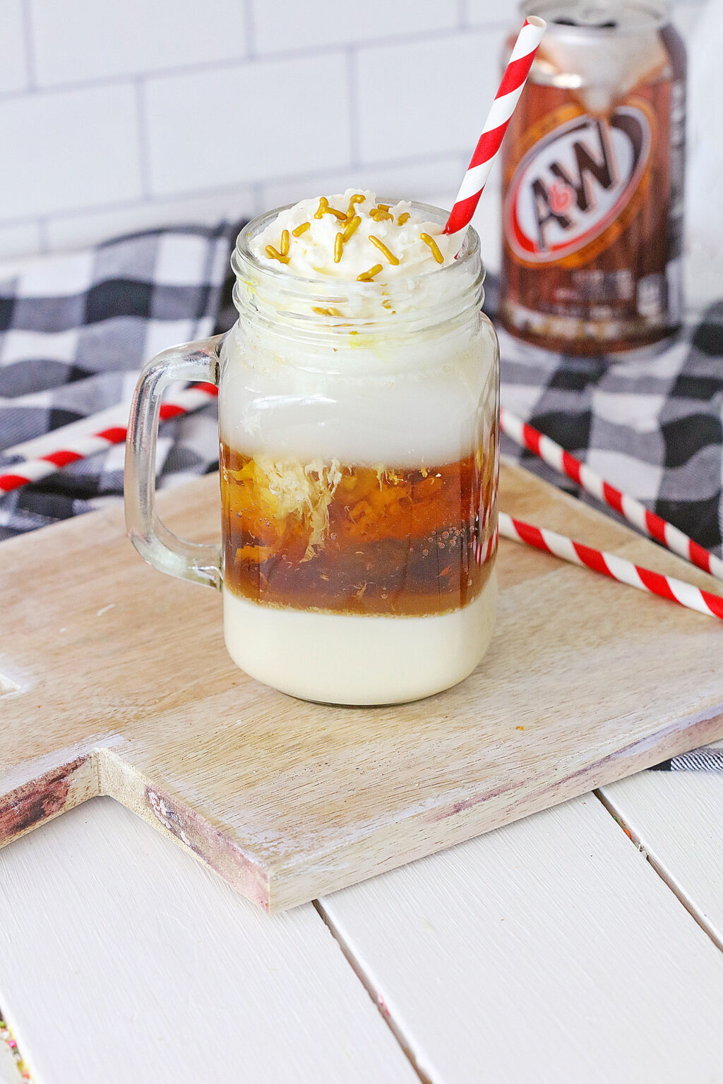 root beer float cocktail in a glass