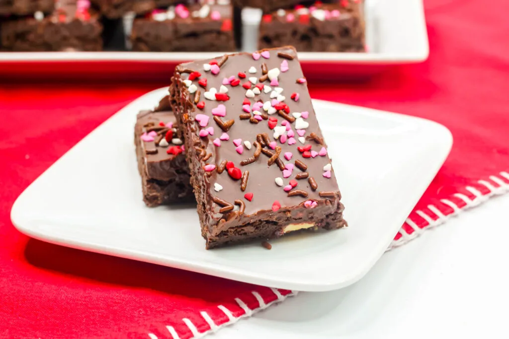Valentine's Day Brownies on a plate