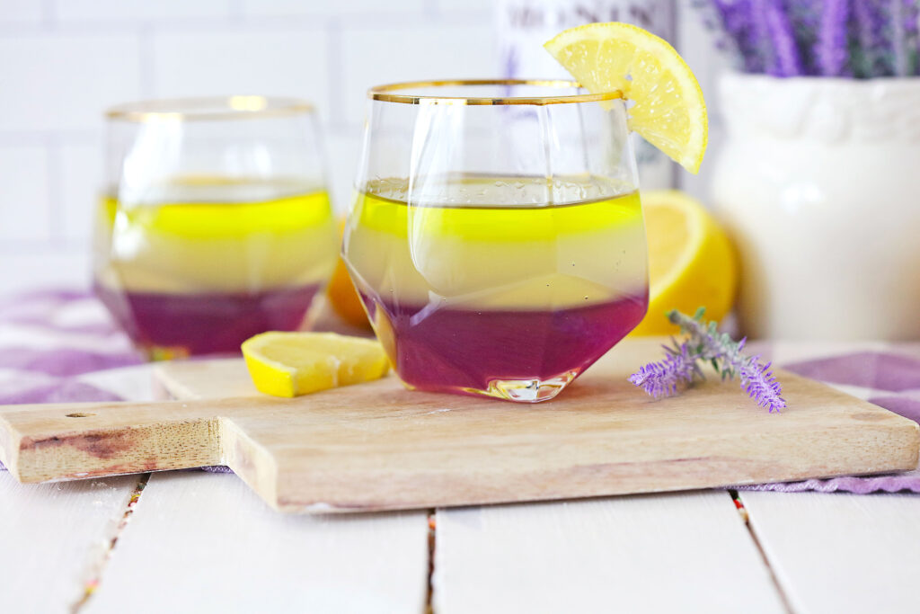 lavender lemon cocktails on table