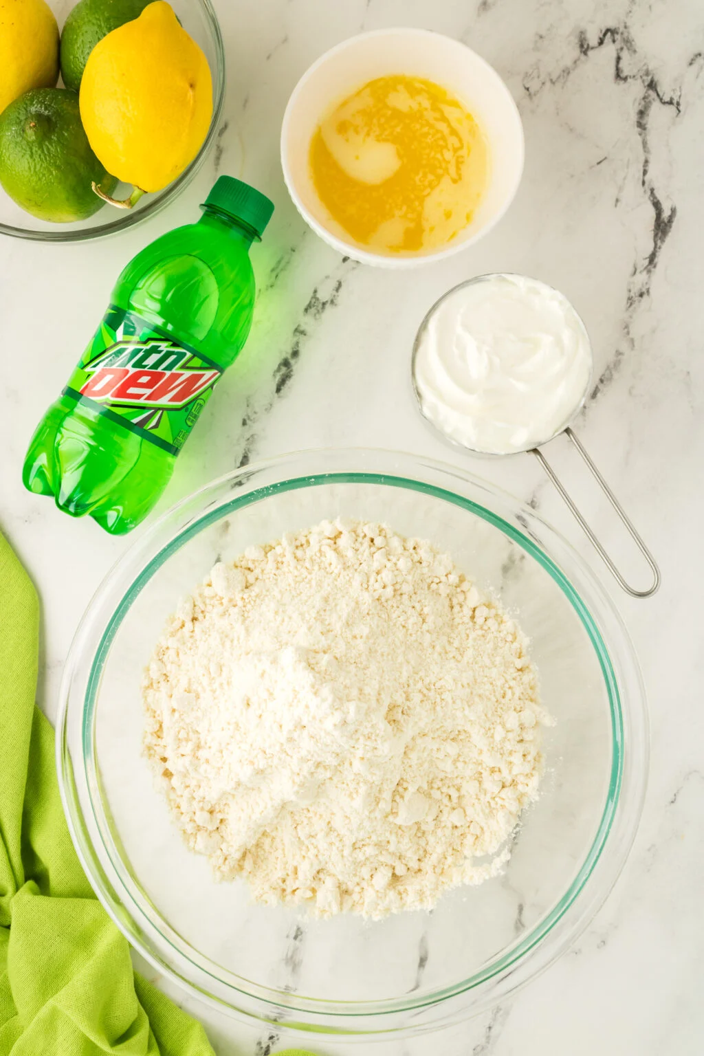 mountain dew biscuit ingredients on a table