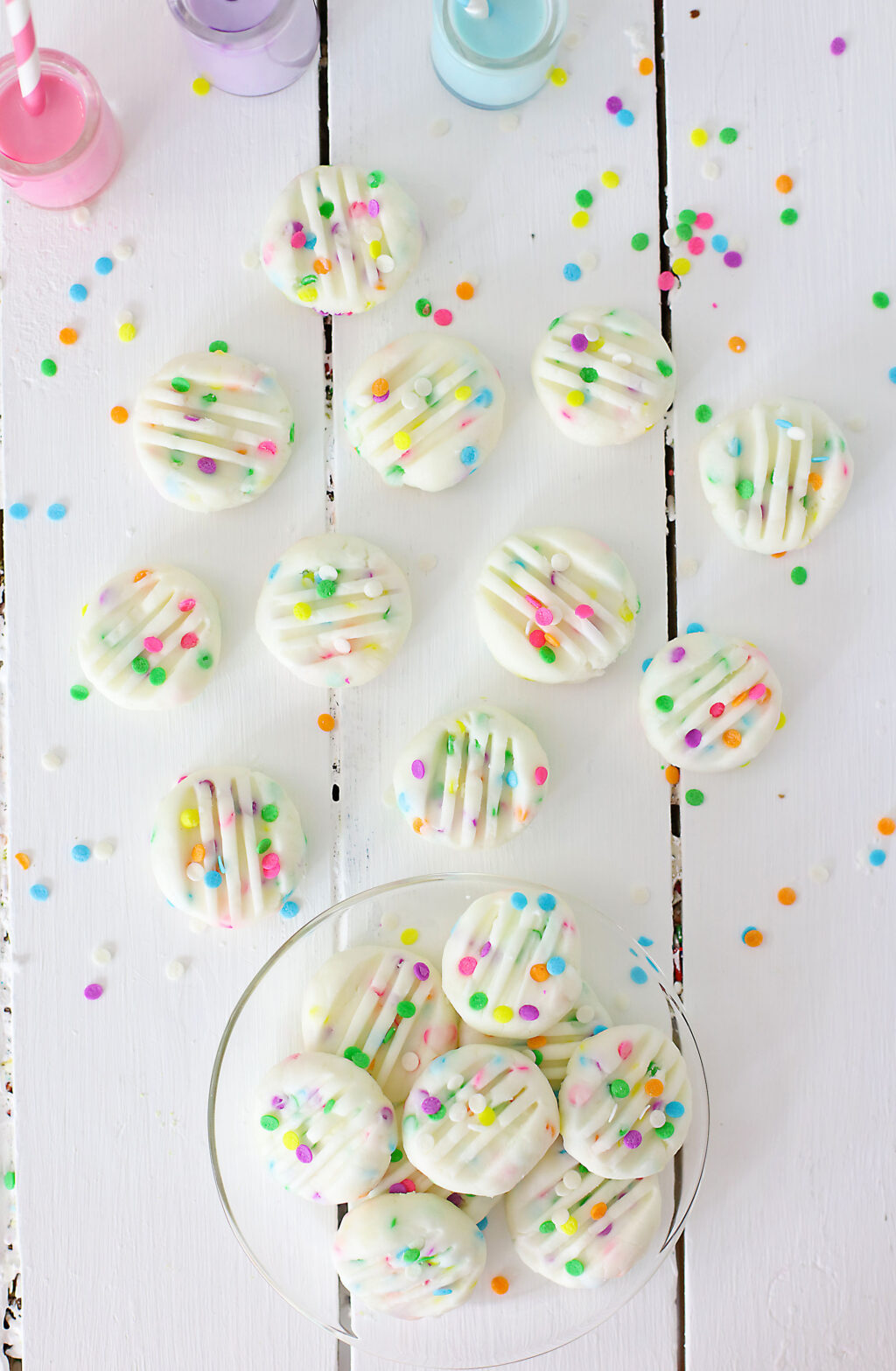funfetti cream cheese mints on table