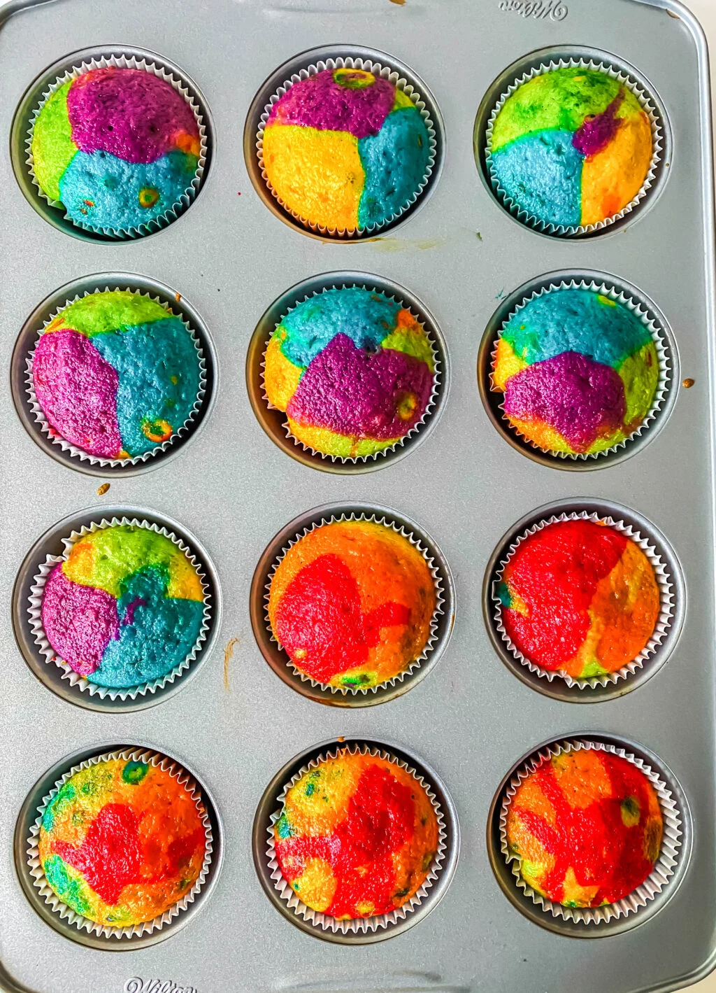 rainbow cupcakes in cupcake pan