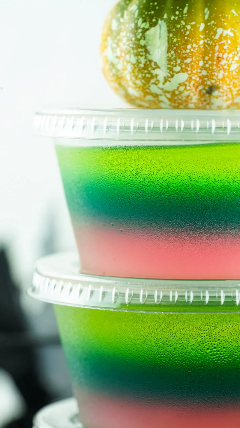 up close side view of sally jello shots