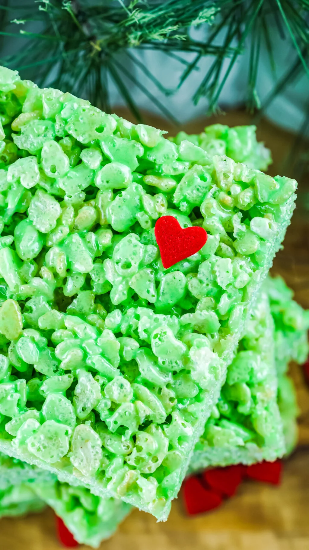 green grinch rice krispies treat up close