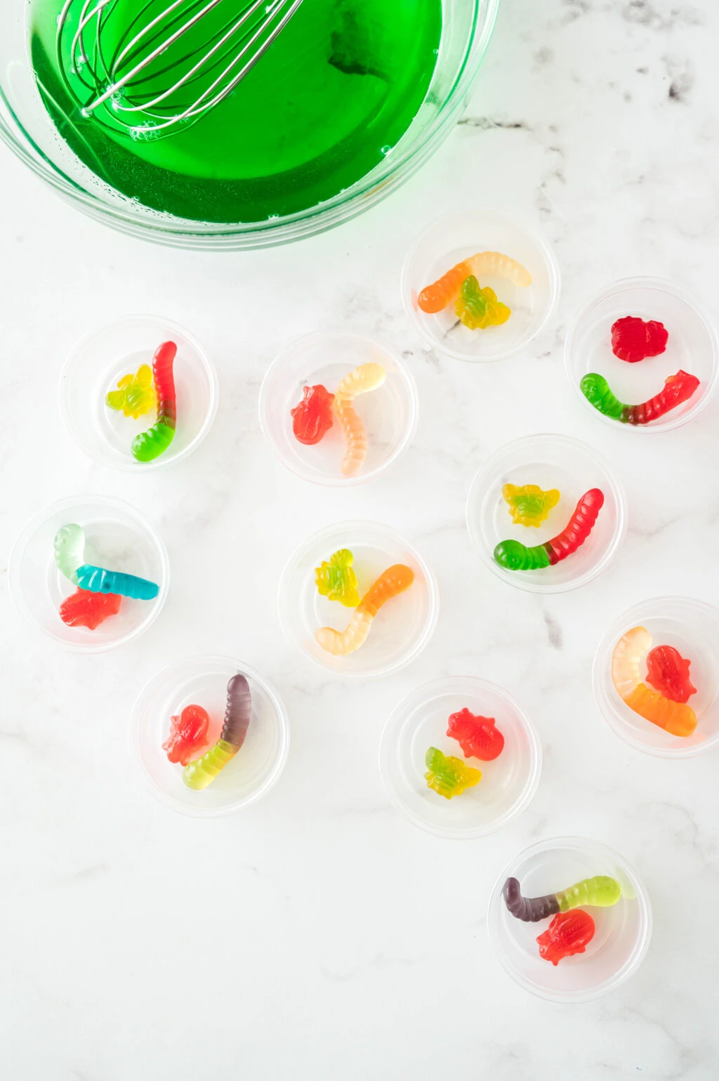 gummy candies in plastic cups