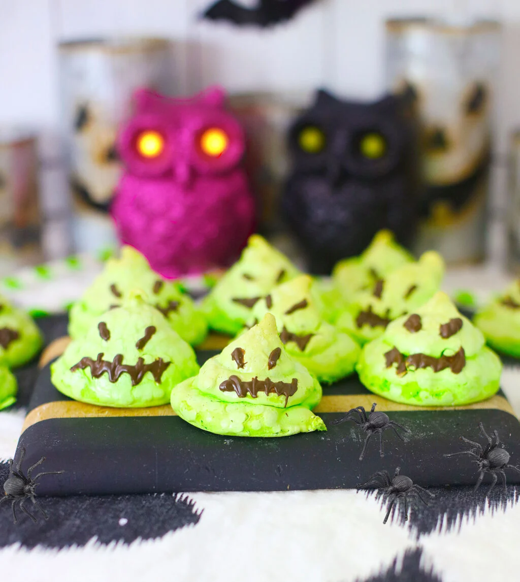 oogie boogie cookies on a cutting board
