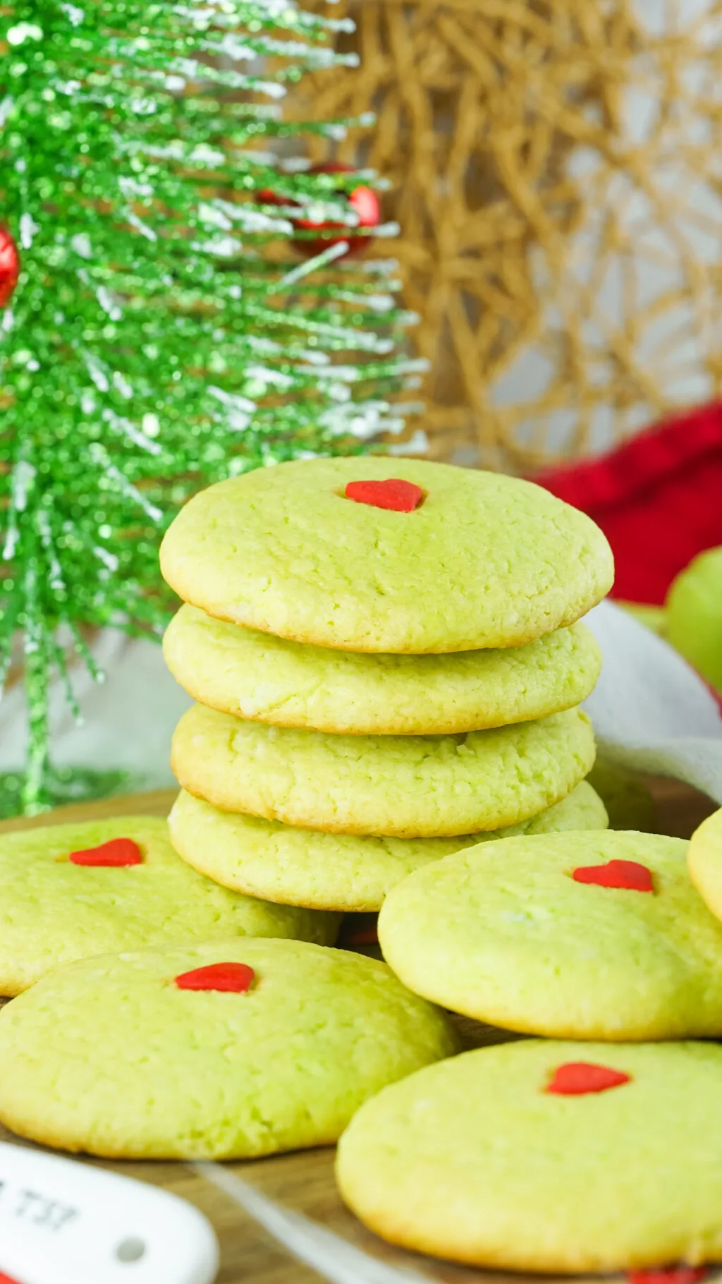 grinch cake mix cookies stacked 