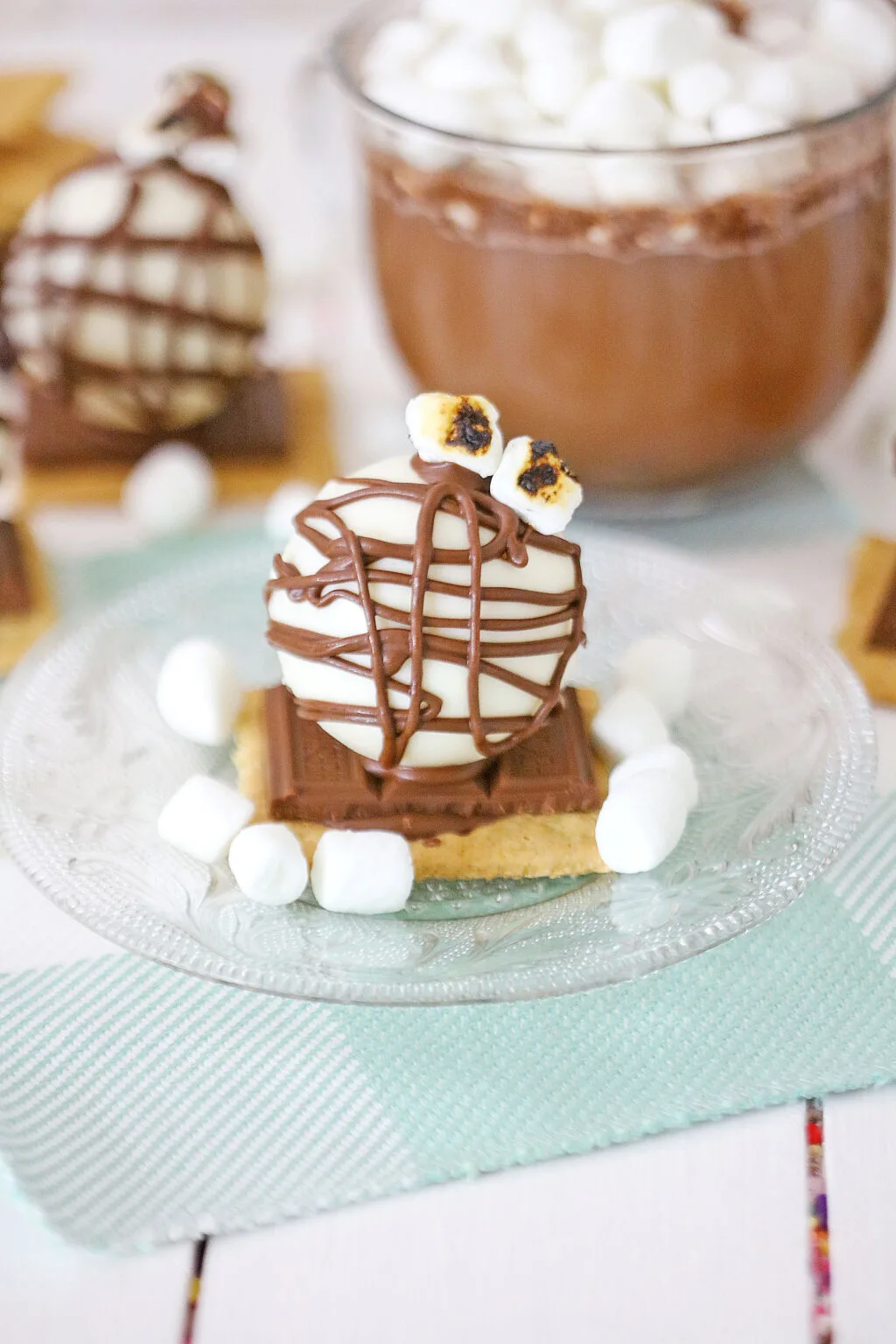s'mores hot cocoa bomb on plate