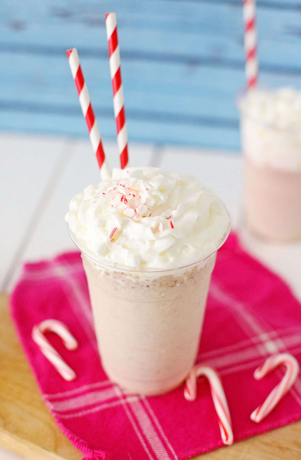 upclose view of Copycat Chick-Fil-A Peppermint Shake in a clear cup