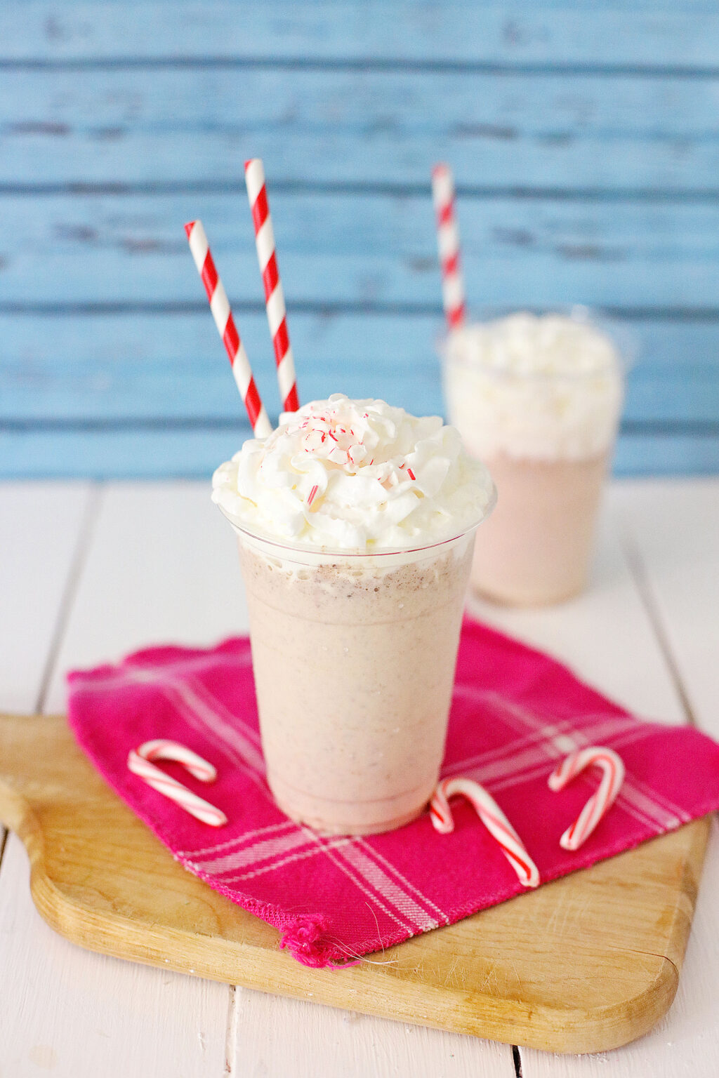 Copycat Chick-Fil-A Peppermint Shake on a red plaid napkin