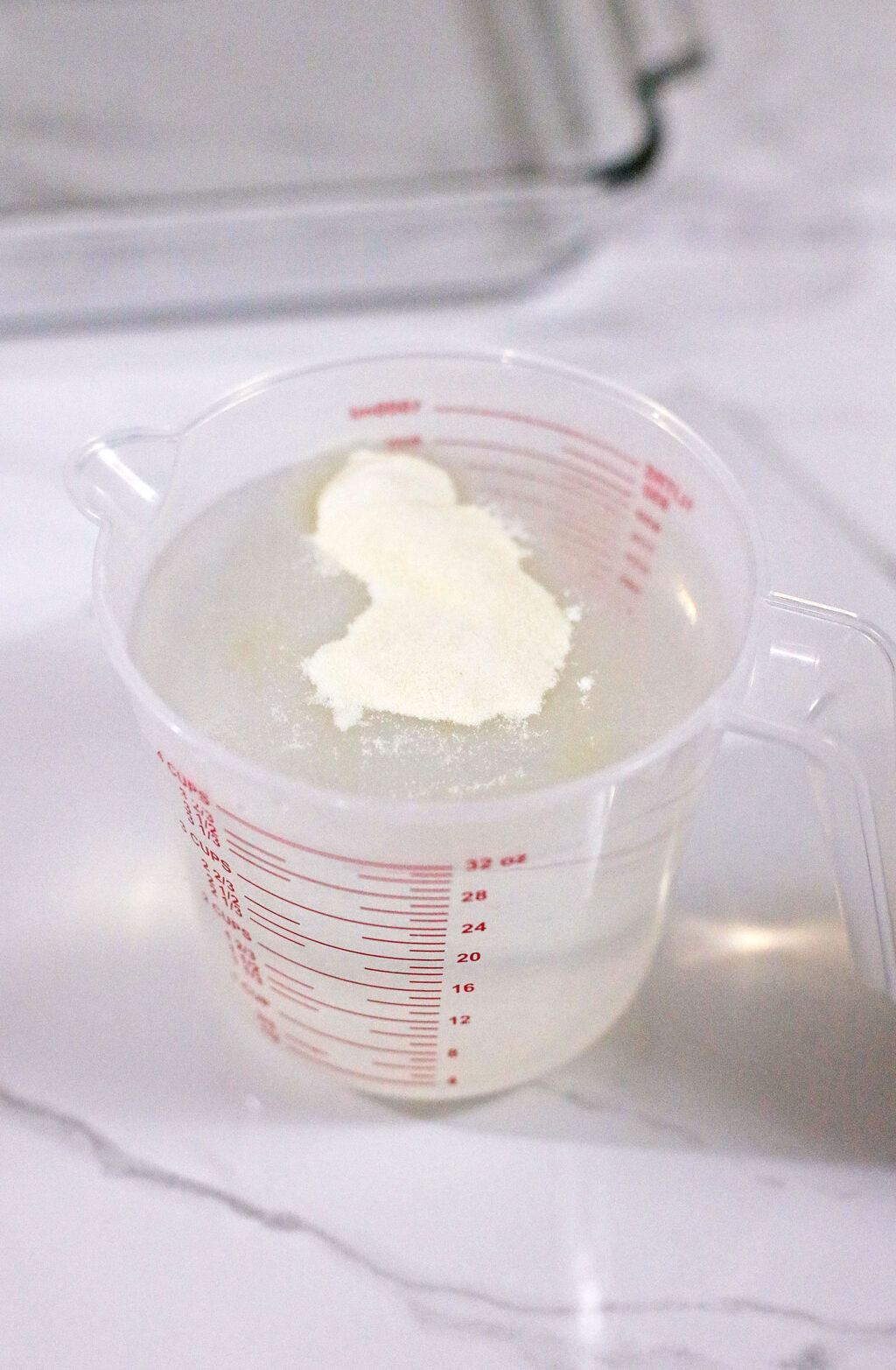 gelatin mix in a measuring cup