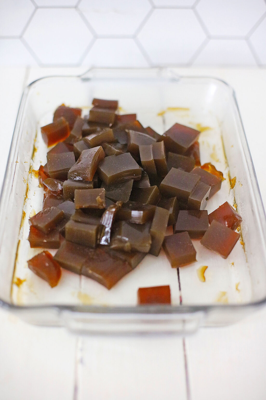 coffee jellies cut into small squares