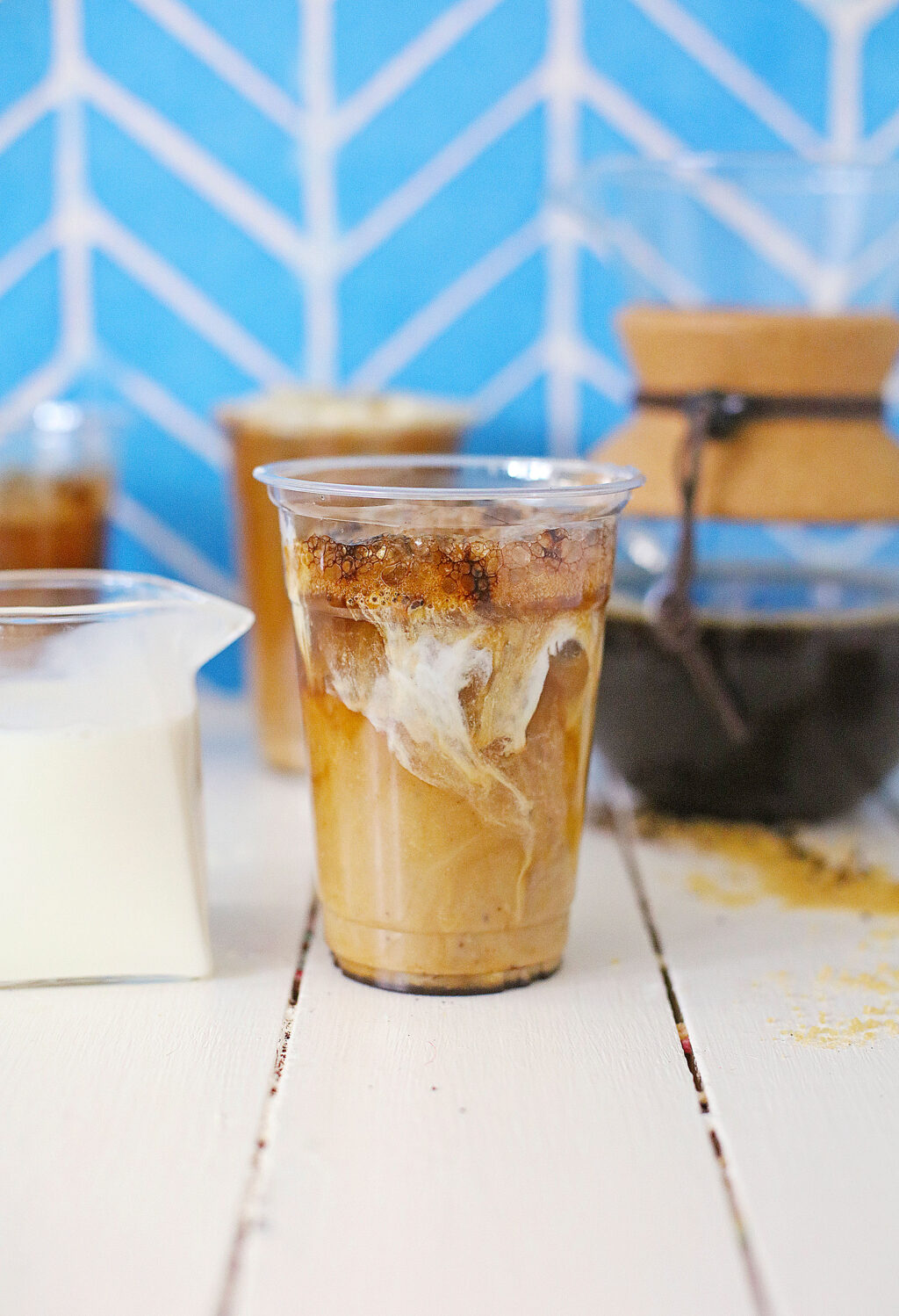 Starbucks Iced Brown Sugar Oat Milk Shaken Espresso in a clear cup