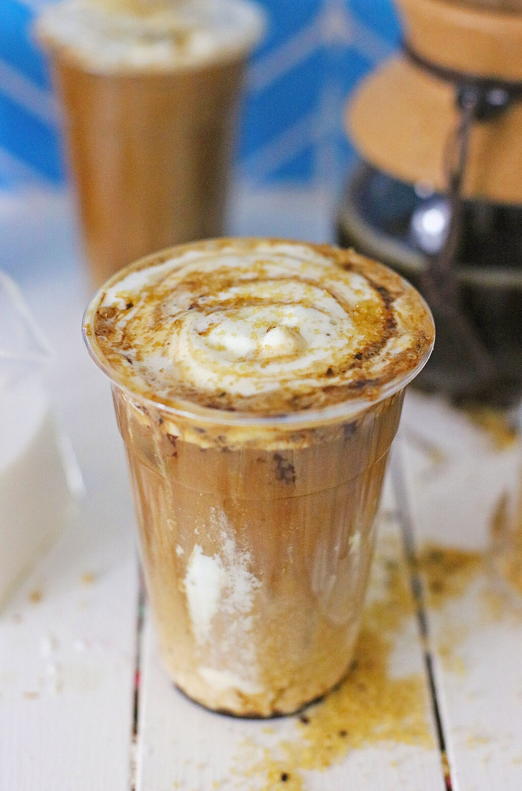 Starbucks Iced Brown Sugar Oat Milk Shaken Espresso in a clear glass