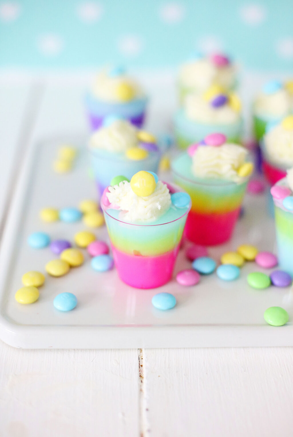 colorful easter jello shots on a table