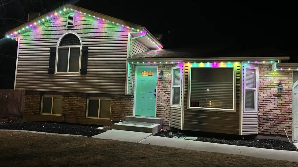 utah permanent christmas lights installed on a house