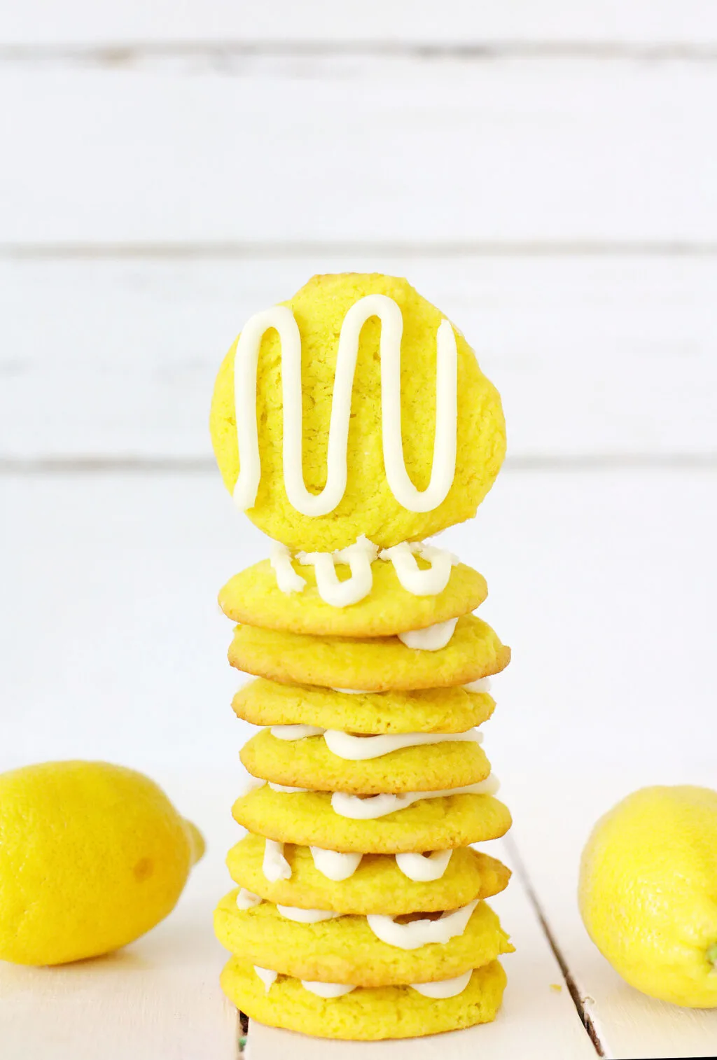 lemon cream cheese cookies stacked
