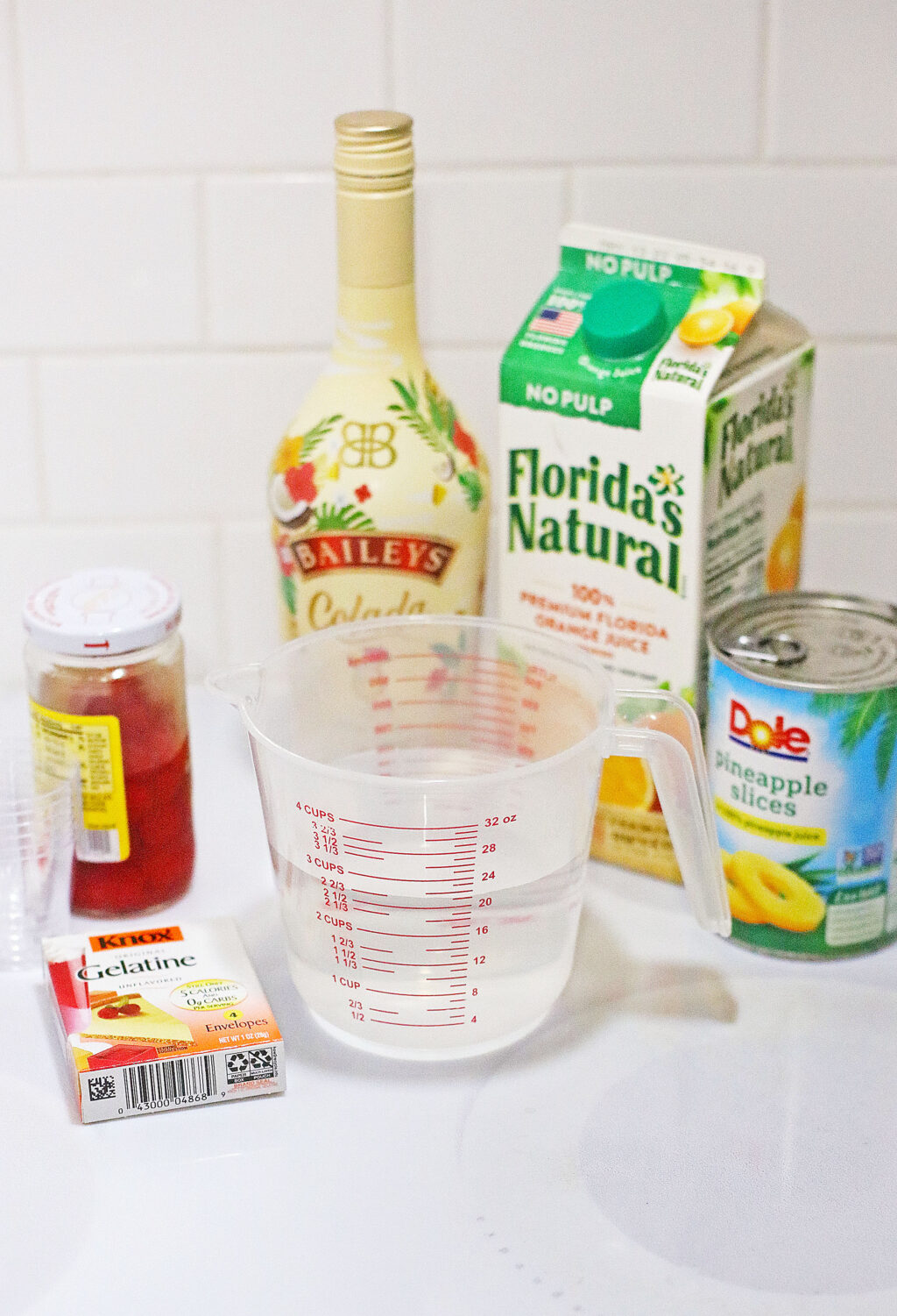 ingredients to make summer jello shots on table