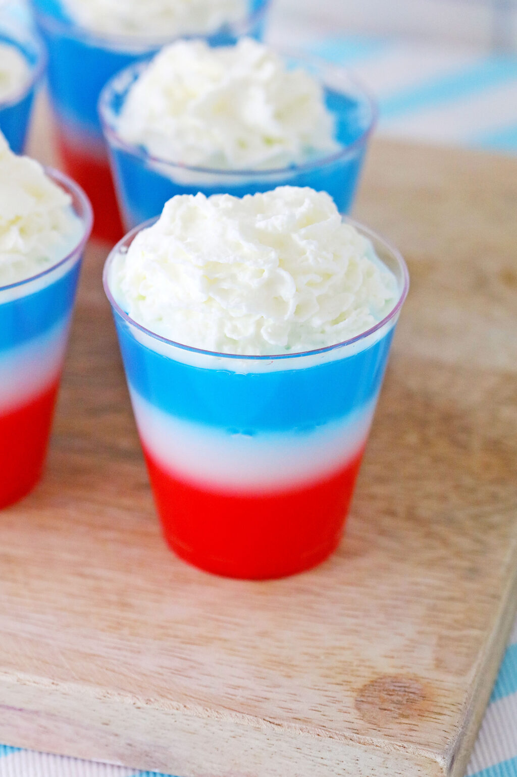 up close view of 4th of july jello shot