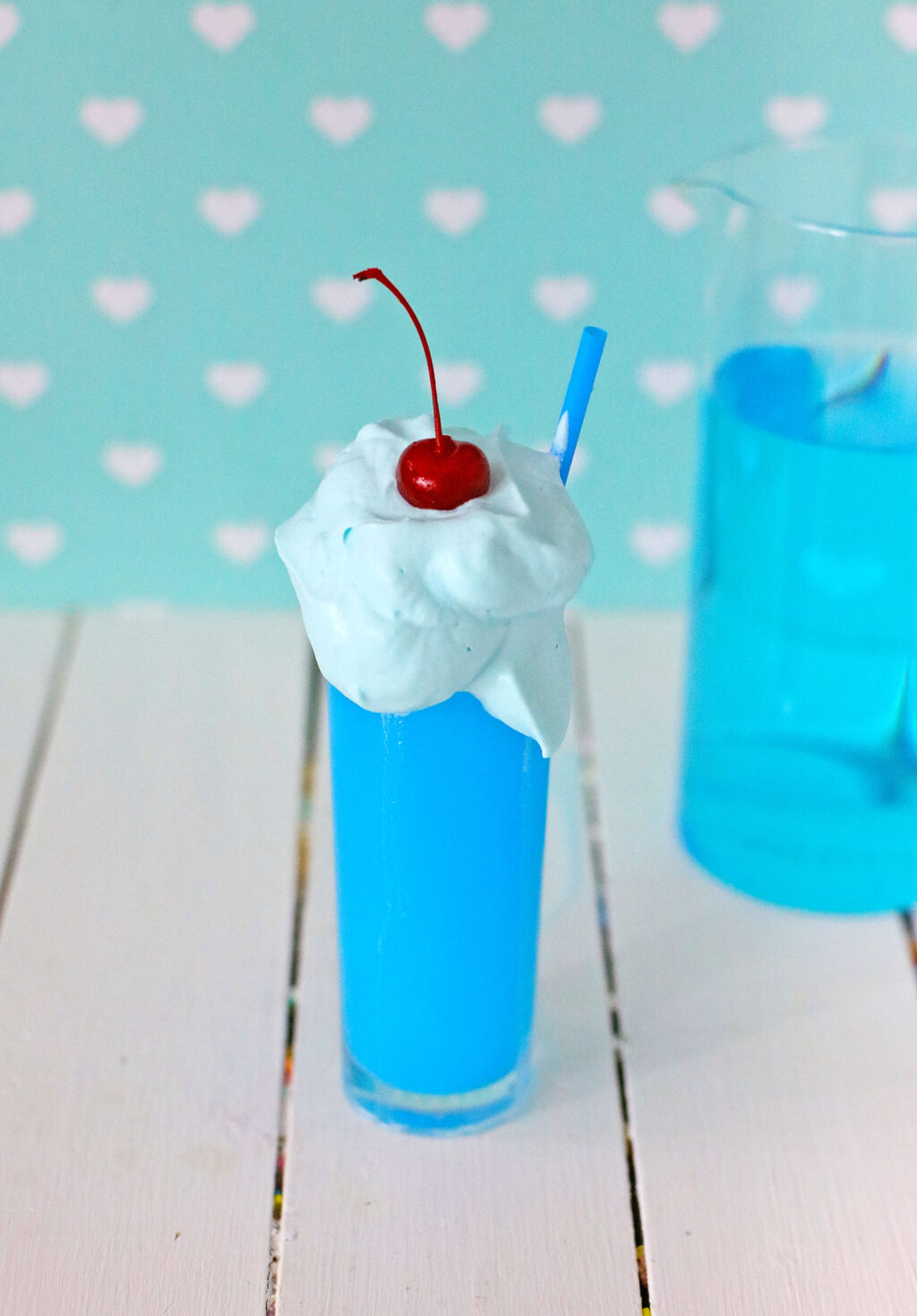 blue whipped kool-aid in a tall glass