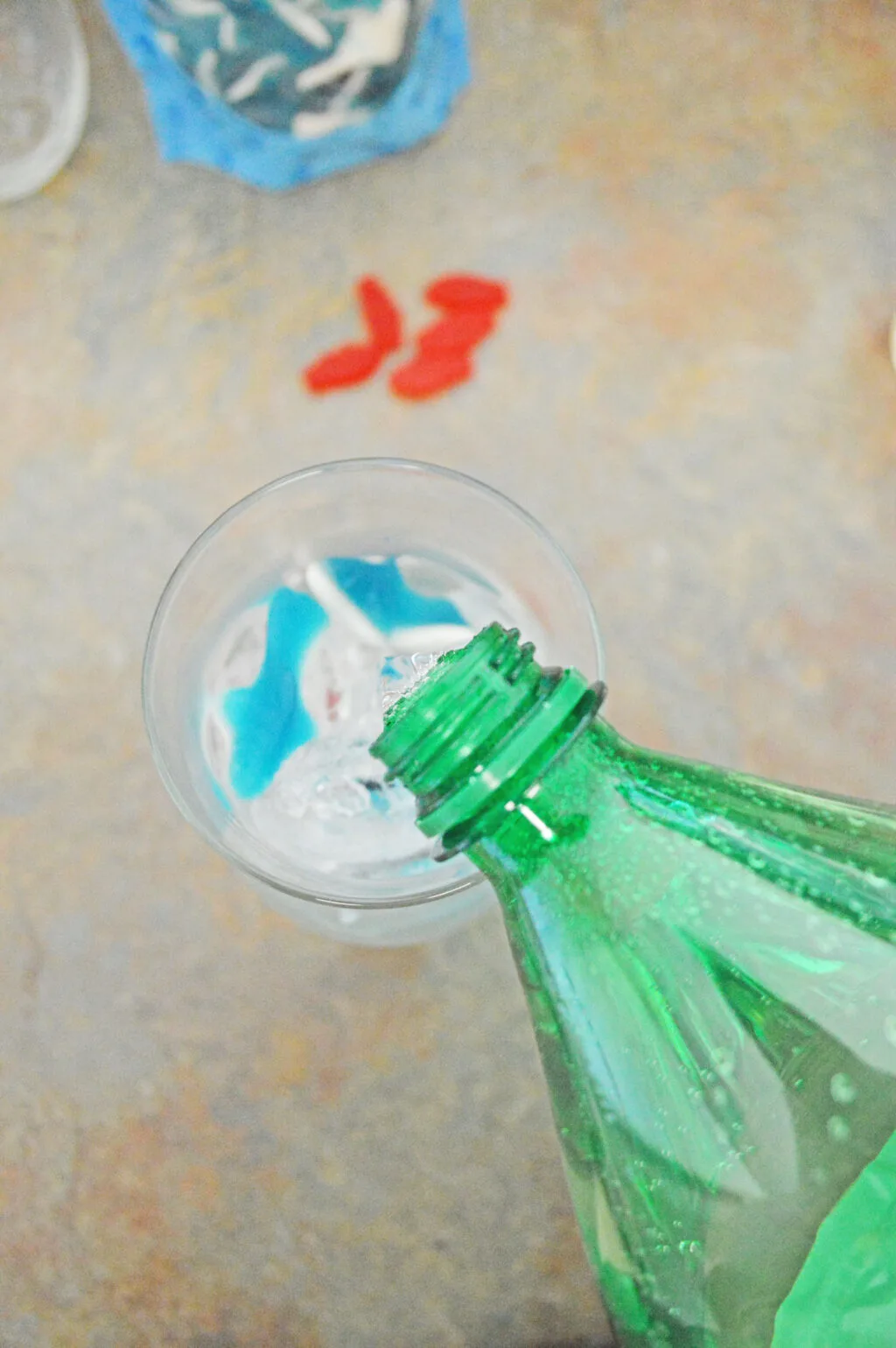 sprite being poured into glass