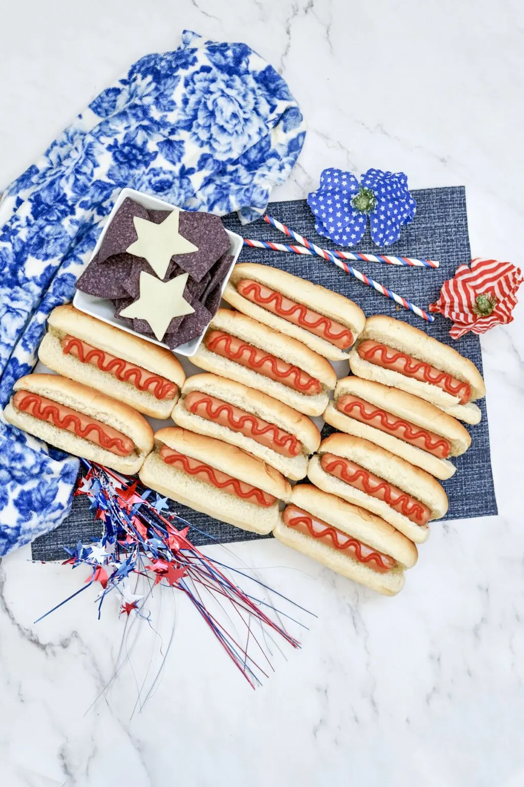 hot dog charcuterie board looks like american flag